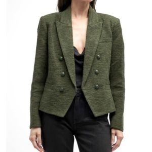 L’Agence Brooke Double-Breasted Crop Blazer size 0 Green